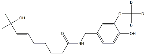 (E)-8-hydroxy-N-[[4-hydroxy-3-(trideuteriomethoxy)phenyl]methyl]-8-methylnon-6-enamide Struktur