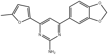 4-(2H-1,3-benzodioxol-5-yl)-6-(5-methylfuran-2-yl)pyrimidin-2-amine Struktur