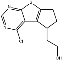 2-(4-CHLORO-6,7-DIHYDRO-5H-CYCLOPENTA[4,5]THIENO[2,3-D]PYRIMIDIN-5-YL)ETHANOL Struktur