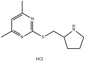 4,6-dimethyl-2-[(pyrrolidin-2-ylmethyl)sulfanyl]pyrimidine hydrochloride Struktur