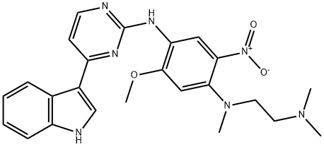 N1-(4-(1H-indol-3-yl)pyrimidin-2-yl)-N4-(2-(dimethylamino)ethyl)-2-methoxy-N4-methyl-5-nitrobenzene-1,4-diamine Struktur