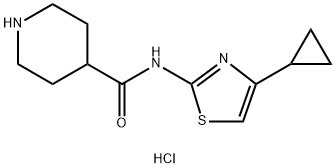 N-(4-cyclopropyl-1,3-thiazol-2-yl)piperidine-4-carboxamide hydrochloride Struktur