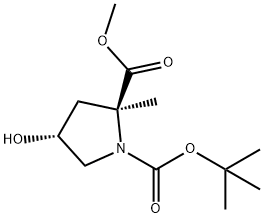 (2S,4R)-l-tert-Butyl 2-methyl 4-hydroxy-2- methylpyrrolidin-l,2-dicarboxylate Struktur