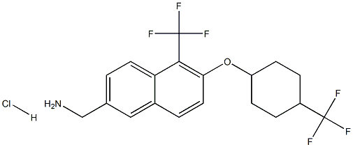 (5-(trifluoromethyl)-6-((1s,4s)-4-(trifluoromethyl)cyclohexyloxy)naphthalen-2-yl)methanamine hydrochloride Struktur