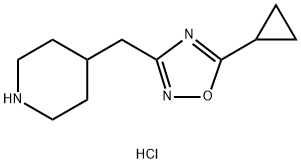 4-[(5-cyclopropyl-1,2,4-oxadiazol-3-yl)methyl]piperidine hydrochloride Struktur