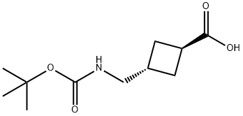 trans-3-(boc-aminomethyl)cyclobutanecarboxylic acid Struktur