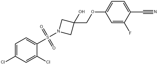 4-((1-((2,4-dichlorophenyl)sulfonyl)-3-hydroxyazetidin-3-yl)methoxy)-2-fluorobenzonitrile Struktur