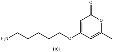 4-((5-aminopentyl)oxy)-6-methyl-2H-pyran-2-one hydrochloride Struktur