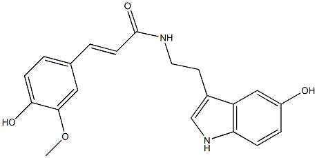 (E)-N-[2-(5-hydroxy-1H-indol-3-yl)ethyl]-3-(4-hydroxy-3-methoxyphenyl)prop-2-enamide Struktur