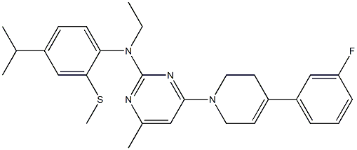 2-Pyrimidinamine,N-ethyl-4-[4-(3-fluorophenyl)-3,6-dihydro-1(2H)-pyridinyl]-6-methyl-N-[4-(1-methylethyl)-2-(methylthio)phenyl]- Struktur