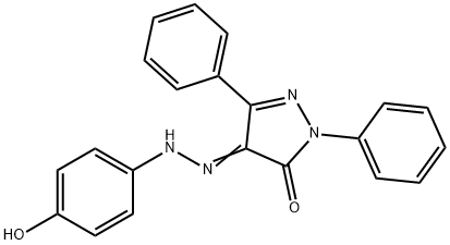 4-[(4-hydroxyphenyl)hydrazono]-2,5-diphenyl-2,4-dihydro-3H-pyrazol-3-one Struktur