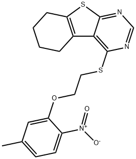 4-((2-(5-methyl-2-nitrophenoxy)ethyl)thio)-5,6,7,8-tetrahydrobenzo[4,5]thieno[2,3-d]pyrimidine Struktur