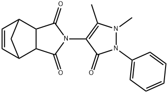 2-(1,5-dimethyl-3-oxo-2-phenyl-2,3-dihydro-1H-pyrazol-4-yl)-3a,4,7,7a-tetrahydro-1H-4,7-methanoisoindole-1,3(2H)-dione Struktur