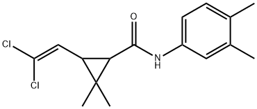 3-(2,2-dichlorovinyl)-N-(3,4-dimethylphenyl)-2,2-dimethylcyclopropane-1-carboxamide Struktur