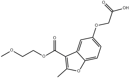 2-((3-((2-methoxyethoxy)carbonyl)-2-methylbenzofuran-5-yl)oxy)acetic acid Struktur