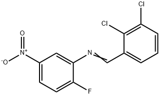 N-(2,3-dichlorobenzylidene)-2-fluoro-5-nitroaniline Struktur