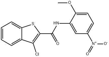 3-chloro-N-(2-methoxy-5-nitrophenyl)benzo[b]thiophene-2-carboxamide Struktur