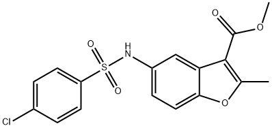 methyl 5-((4-chlorophenyl)sulfonamido)-2-methylbenzofuran-3-carboxylate Struktur