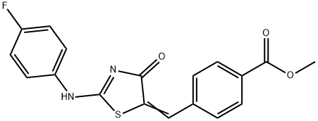 methyl (Z)-4-((2-((4-fluorophenyl)amino)-4-oxothiazol-5(4H)-ylidene)methyl)benzoate Struktur