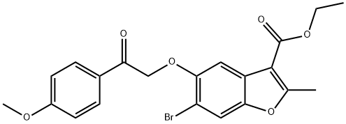 ethyl 6-bromo-5-(2-(4-methoxyphenyl)-2-oxoethoxy)-2-methylbenzofuran-3-carboxylate Struktur