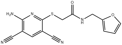 2-[(6-amino-3,5-dicyanopyridin-2-yl)sulfanyl]-N-(furan-2-ylmethyl)acetamide Struktur