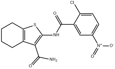 2-(2-chloro-5-nitrobenzamido)-4,5,6,7-tetrahydrobenzo[b]thiophene-3-carboxamide Struktur