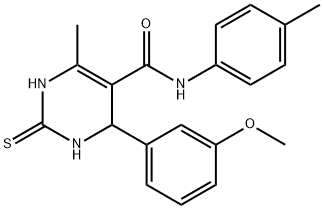 4-(3-methoxyphenyl)-6-methyl-2-thioxo-N-(p-tolyl)-1,2,3,4-tetrahydropyrimidine-5-carboxamide Struktur