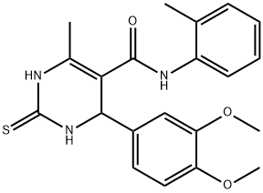 4-(3,4-dimethoxyphenyl)-6-methyl-2-thioxo-N-(o-tolyl)-1,2,3,4-tetrahydropyrimidine-5-carboxamide Struktur