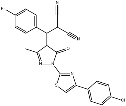 ((4-bromophenyl){1-[4-(4-chlorophenyl)-1,3-thiazol-2-yl]-3-methyl-5-oxo-4,5-dihydro-1H-pyrazol-4-yl}methyl)malononitrile Struktur