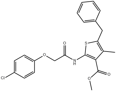 methyl 5-benzyl-2-{[(4-chlorophenoxy)acetyl]amino}-4-methyl-3-thiophenecarboxylate Struktur