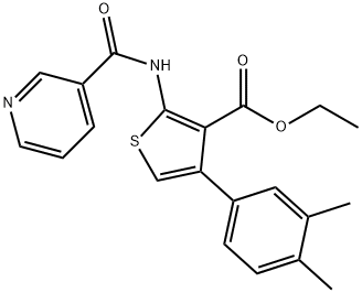 ethyl 4-(3,4-dimethylphenyl)-2-(nicotinamido)thiophene-3-carboxylate Struktur