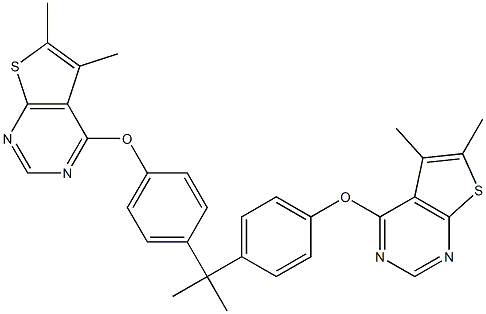 4,4-((propane-2,2-diylbis(4,1-phenylene))bis(oxy))bis(5,6-dimethylthieno[2,3-d]pyrimidine) Struktur