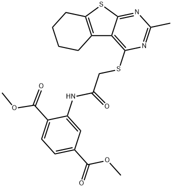 dimethyl 2-(2-((2-methyl-5,6,7,8-tetrahydrobenzo[4,5]thieno[2,3-d]pyrimidin-4-yl)thio)acetamido)terephthalate Struktur