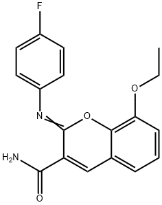 (Z)-8-ethoxy-2-((4-fluorophenyl)imino)-2H-chromene-3-carboxamide Struktur