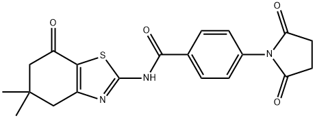 N-(5,5-dimethyl-7-oxo-4,5,6,7-tetrahydrobenzo[d]thiazol-2-yl)-4-(2,5-dioxopyrrolidin-1-yl)benzamide Struktur