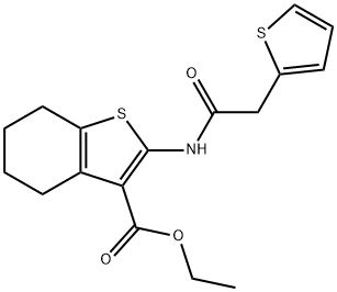 ethyl 2-[(thiophen-2-ylacetyl)amino]-4,5,6,7-tetrahydro-1-benzothiophene-3-carboxylate Struktur