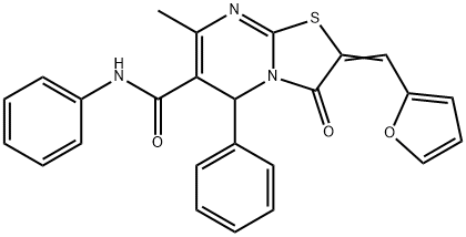 (E)-2-(furan-2-ylmethylene)-7-methyl-3-oxo-N,5-diphenyl-2,3-dihydro-5H-thiazolo[3,2-a]pyrimidine-6-carboxamide Struktur