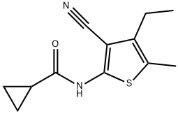 N-(3-cyano-4-ethyl-5-methylthiophen-2-yl)cyclopropanecarboxamide Struktur