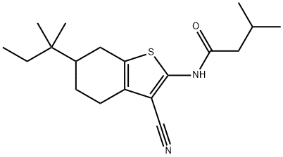 N-[3-cyano-6-(2-methylbutan-2-yl)-4,5,6,7-tetrahydro-1-benzothiophen-2-yl]-3-methylbutanamide Struktur