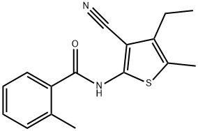 N-(3-cyano-4-ethyl-5-methylthiophen-2-yl)-2-methylbenzamide Struktur