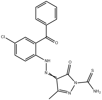 4-[(2-benzoyl-4-chlorophenyl)hydrazono]-3-methyl-5-oxo-4,5-dihydro-1H-pyrazole-1-carbothioamide Struktur