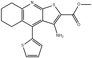 methyl 3-amino-4-(thiophen-2-yl)-5,6,7,8-tetrahydrothieno[2,3-b]quinoline-2-carboxylate Struktur