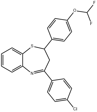 4-(4-chlorophenyl)-2-(4-(difluoromethoxy)phenyl)-2,3-dihydrobenzo[b][1,4]thiazepine Struktur