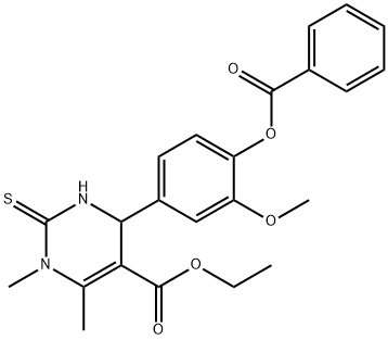 ethyl 4-(4-(benzoyloxy)-3-methoxyphenyl)-1,6-dimethyl-2-thioxo-1,2,3,4-tetrahydropyrimidine-5-carboxylate Struktur