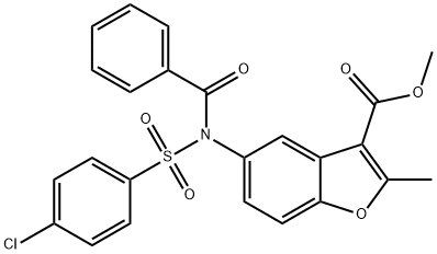 methyl 5-(N-((4-chlorophenyl)sulfonyl)benzamido)-2-methylbenzofuran-3-carboxylate Struktur