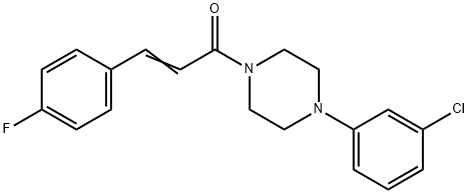 (E)-1-(4-(3-chlorophenyl)piperazin-1-yl)-3-(4-fluorophenyl)prop-2-en-1-one Struktur