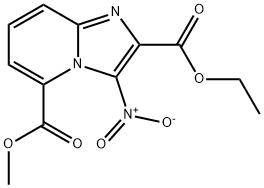 3-Nitro-imidazo[1,2-a]pyridine-2,5-dicarboxylic acid 2-ethyl ester 5-methyl ester Struktur