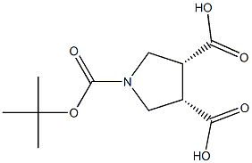 cis-N-Boc-pyrrolidine-3,4-dicarboxylic acid Struktur