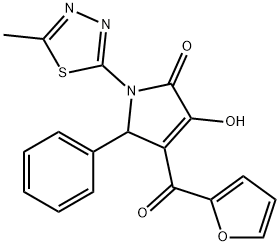 4-(furan-2-carbonyl)-3-hydroxy-1-(5-methyl-1,3,4-thiadiazol-2-yl)-5-phenyl-1,5-dihydro-2H-pyrrol-2-one Struktur