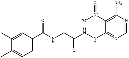 N-(2-(2-(6-amino-5-nitropyrimidin-4-yl)hydrazinyl)-2-oxoethyl)-3,4-dimethylbenzamide Struktur